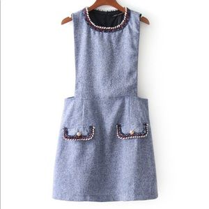 Contrast Trim Tweed Dress SHEIN